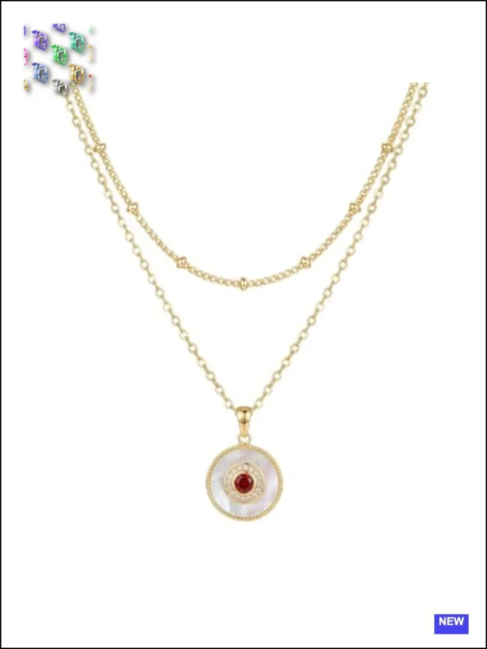 14K Gold Filled Dainty Layered Necklace Set with Zircon Pendant